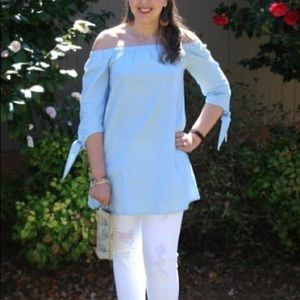 Chambray off the shoulder top